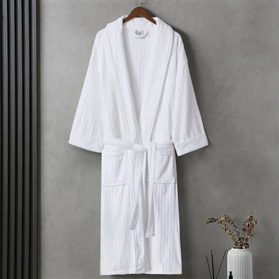 高級カットパイルストライプバスローブ